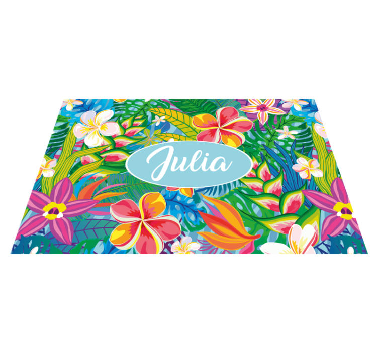 Individuais de mesa com nome floral tropical personalizado - TenStickers