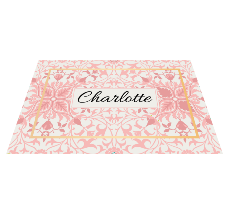 Individuais de mesa com nome Padrão vintage rosa - TenStickers