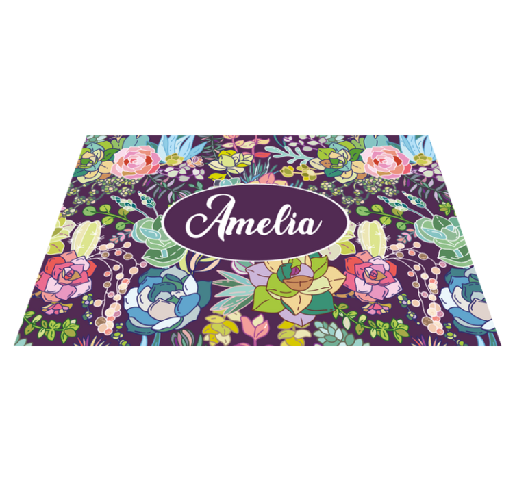 Individuais de mesa com nome arte floral personalizada - TenStickers