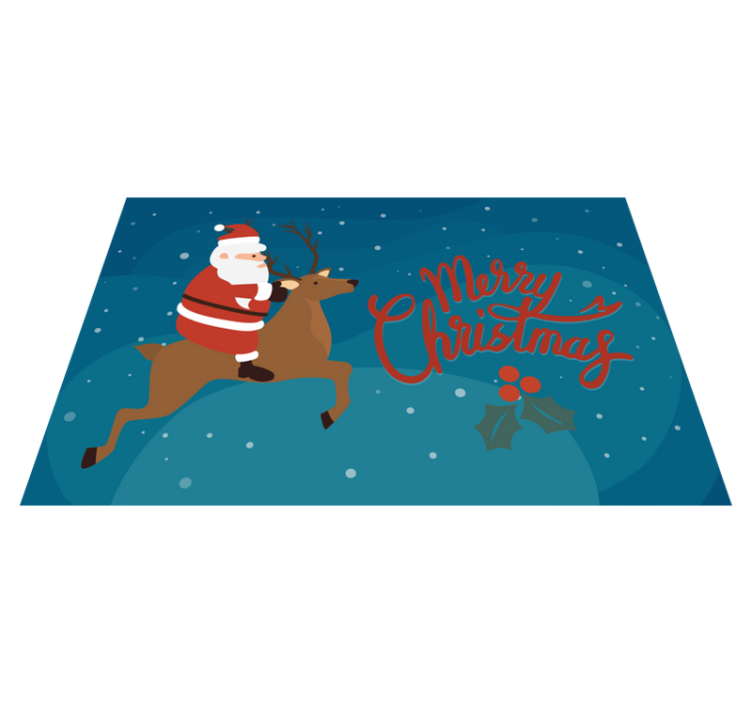 Individuais de mesa de natal papai noel montado no rena - TenStickers