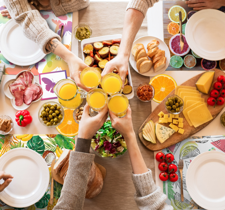 Individuais de mesa de borboletas Arco iris - TenStickers