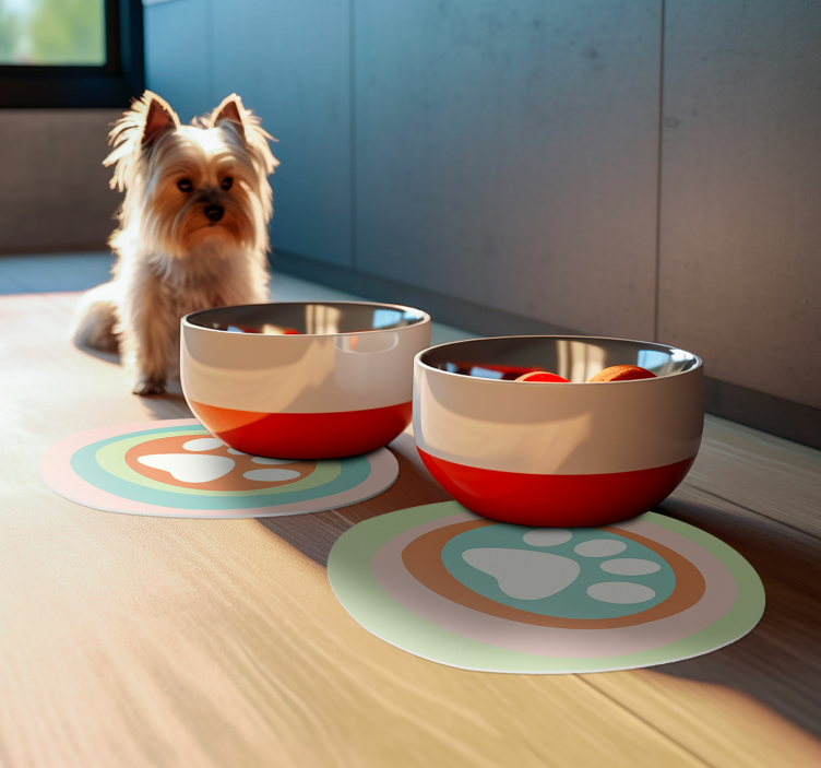Individuais de mesa em vinil originais tigela de patas de animais - TenStickers
