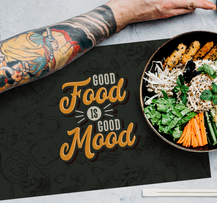 Individuais de mesa com frases Food Mood - TenStickers