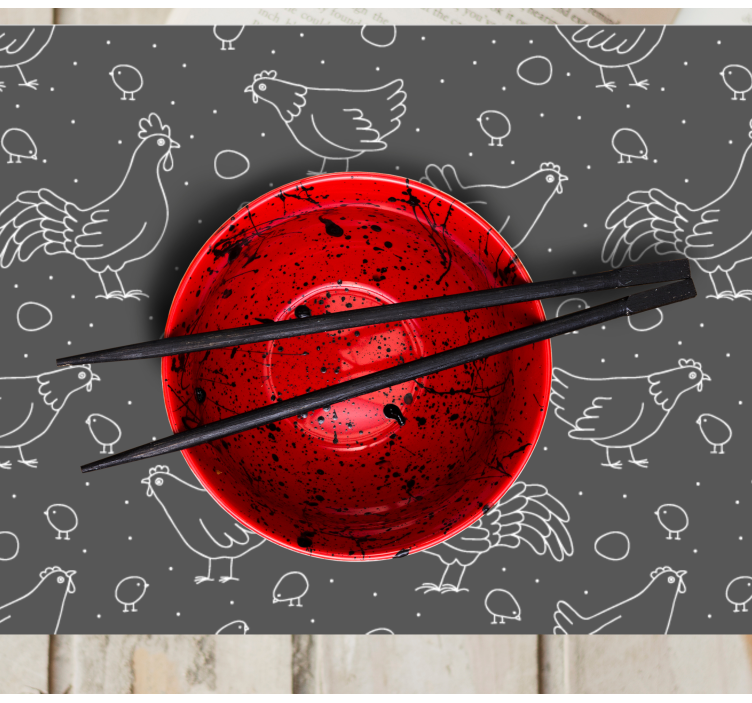 individuais de mesa de vinil com padrão de frango preto e branco - TenStickers