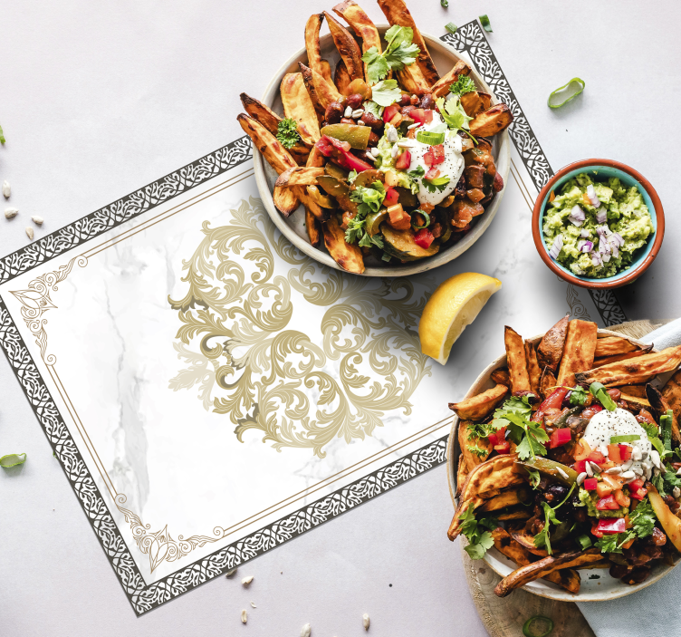 Individuais de mesa elegantes mármore branco barroco - TenStickers