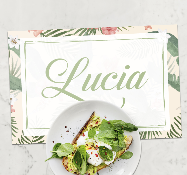 Individuais de mesa com nome Moldura florida - TenStickers