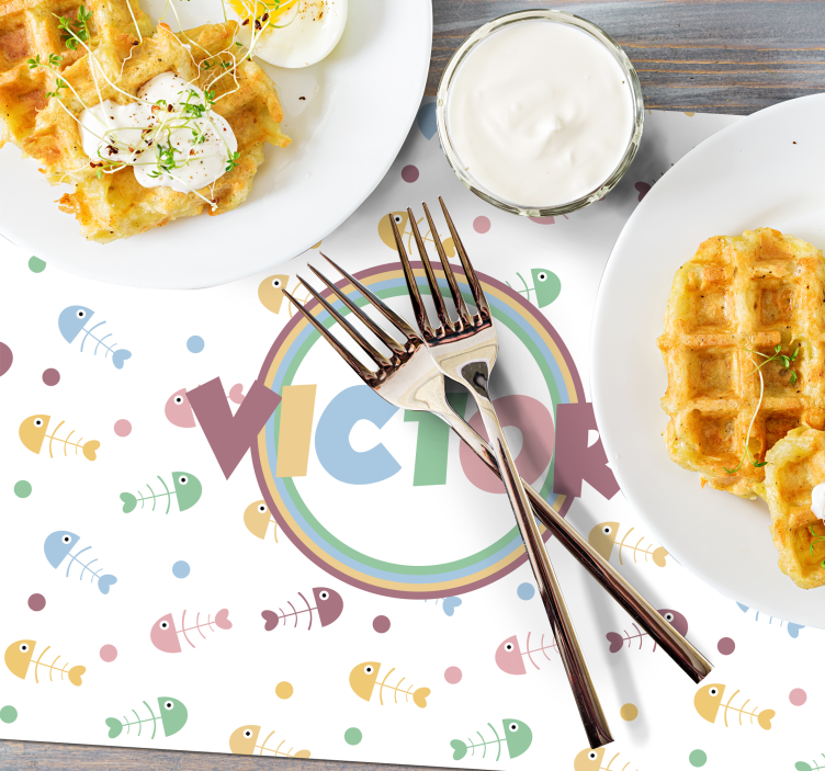 Individuais de mesa com nome Ossos de peixes - TenStickers