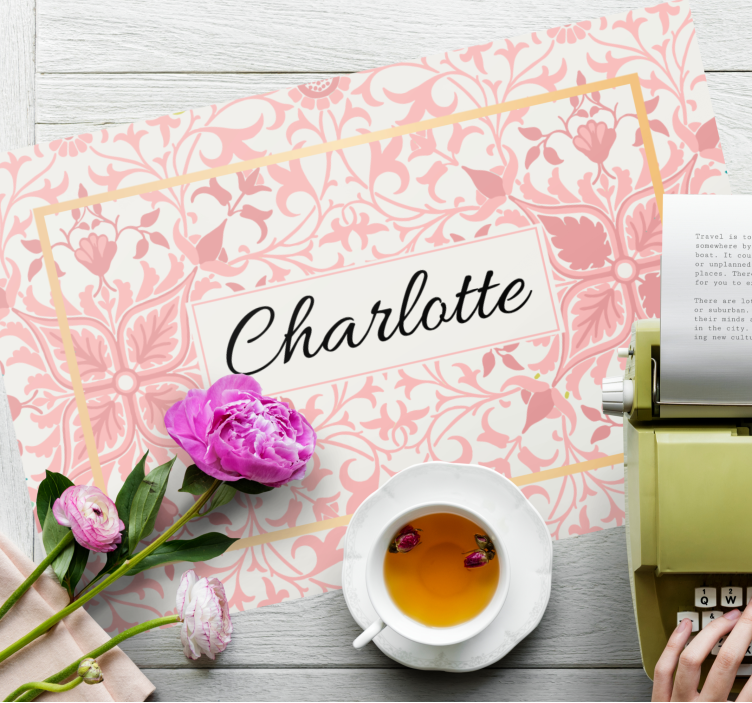 Individuais de mesa com nome Padrão vintage rosa - TenStickers