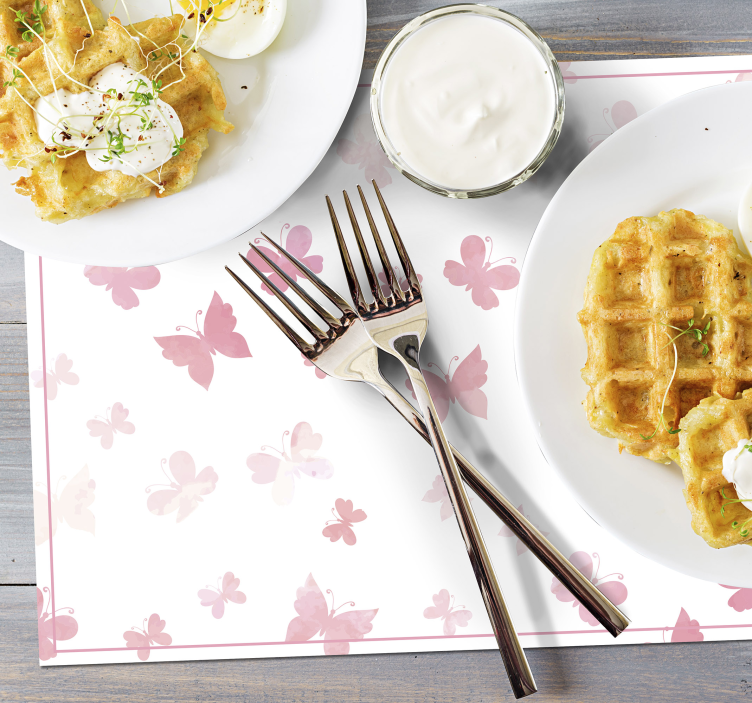 Individuais de mesa de borboletas Borboleta rosa - TenStickers