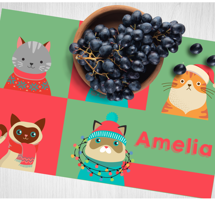 Individuais de mesa de Natal Motivos de gato - TenStickers