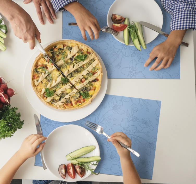 Individuais de mesa elegantes Padrão floral azul - TenStickers