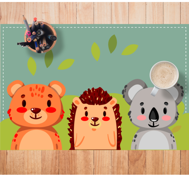 Individuais de mesa infantis Coleção plana de animais selvagens - TenStickers