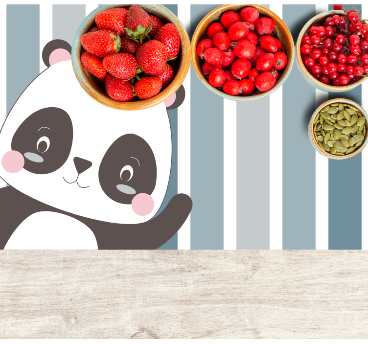 Individuais de mesa infantis Fundo listrado de panda feliz - TenStickers