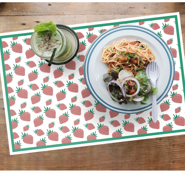 Individuais de mesa modernos Morangos coloridos feitos à mão - TenStickers