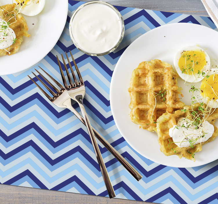 Individuais de mesa modernos Padrão chevron de blues diferente - TenStickers