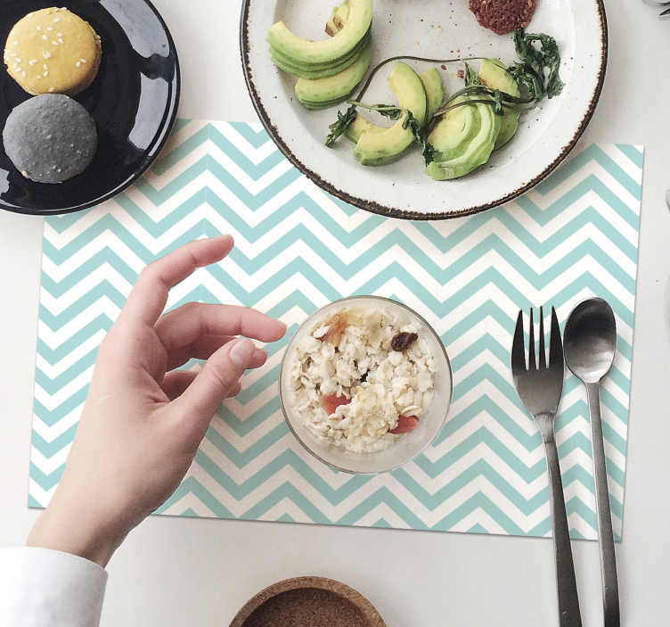 Individuais de mesa originais Padrão turquesa em ziguezague - TenStickers