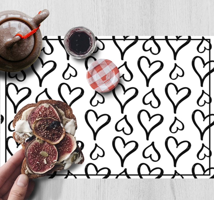 Individuais de mesa para casa ícones de coração ilustrados em pre - TenStickers