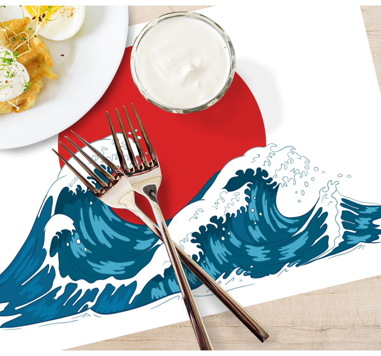 Individuais de mesa para restaurantes Oceano ondas grandes japone - TenStickers
