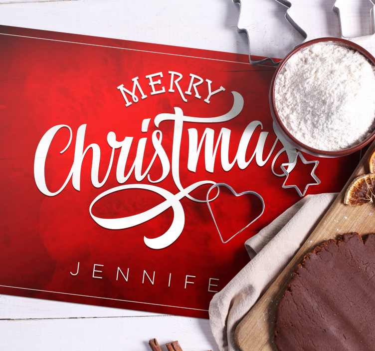 Individuais de mesa vermelhos Texto de feliz natal - TenStickers