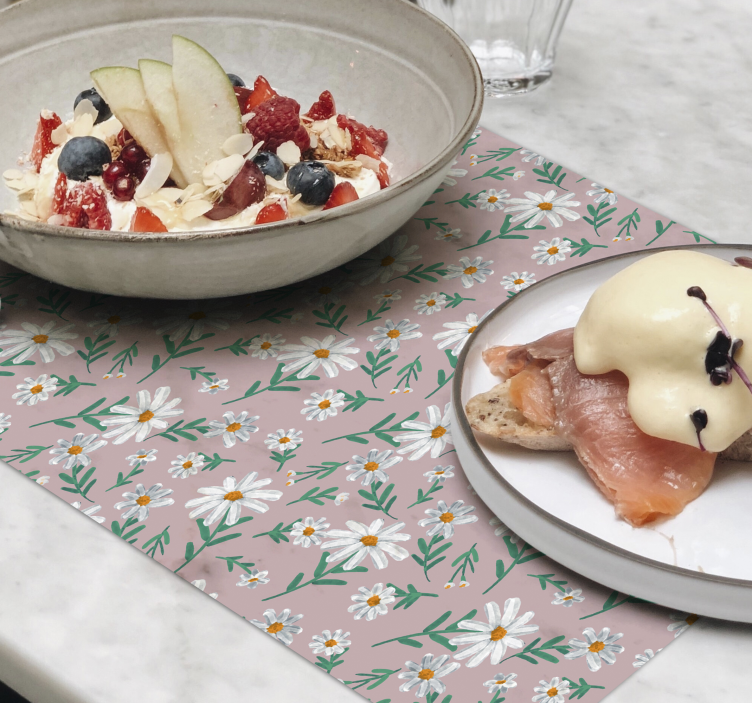Individuais de mesa florais margarida dos anos 70 rosa - TenStickers