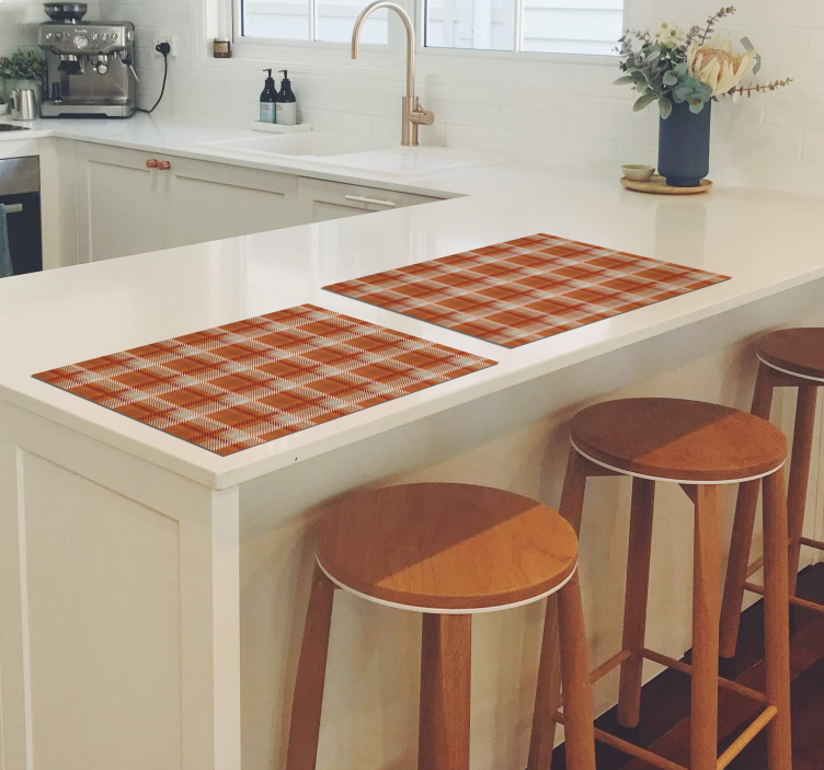 Individuais de mesa elegantes padrão xadrez laranja - TenStickers