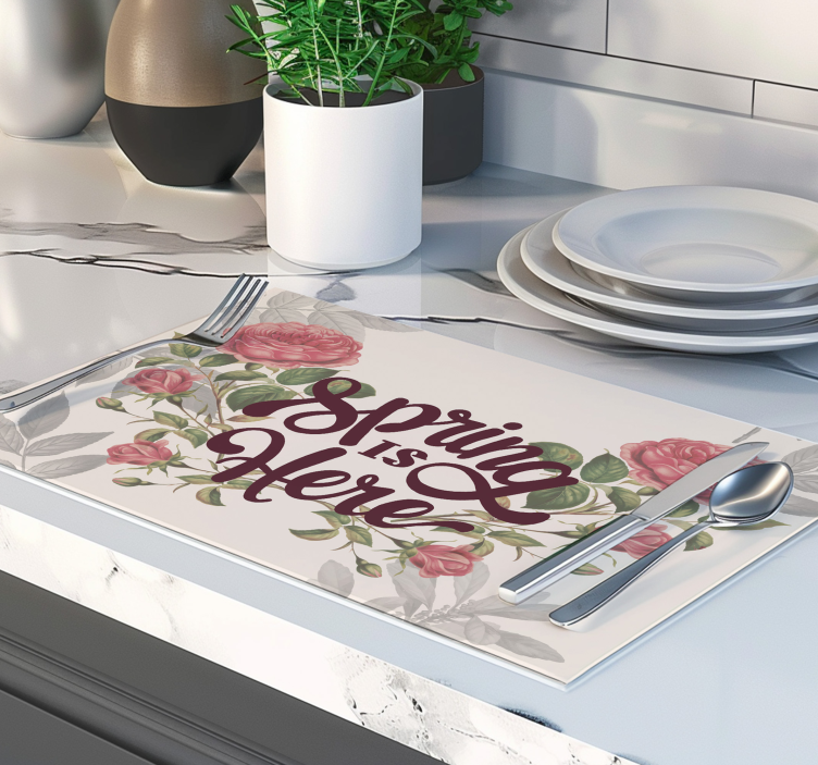 Individuais de mesa em vinil para casa primavera é aqui - TenStickers