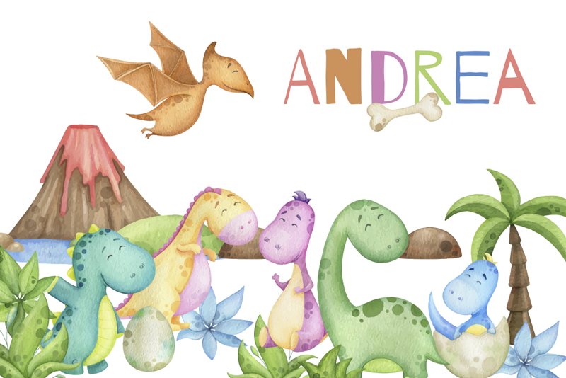 Individuais de mesa com nome cena jurássica - TenStickers