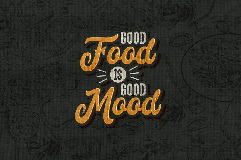 Individuais de mesa com frases Food Mood - TenStickers