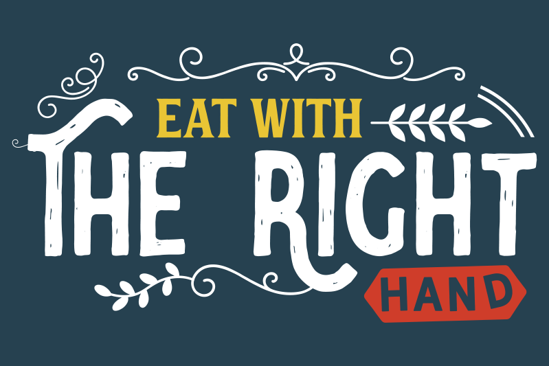Individuais de mesa com texto comer com a mão direita - TenStickers