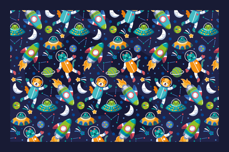 Individuais de mesa infantis aventura espacial colorida - TenStickers