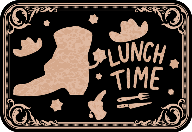 Individuais de mesa com texto hora do almoço ocidental - TenStickers
