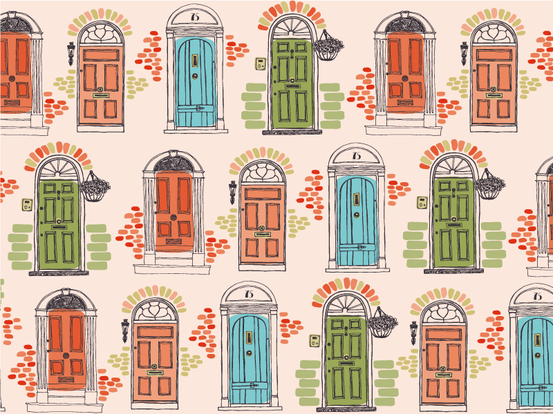 Individuais de mesa originais padrões de portas coloridas - TenStickers