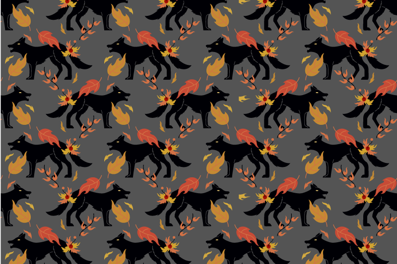 Individual de mesa halloween raposas com chamas - TenStickers