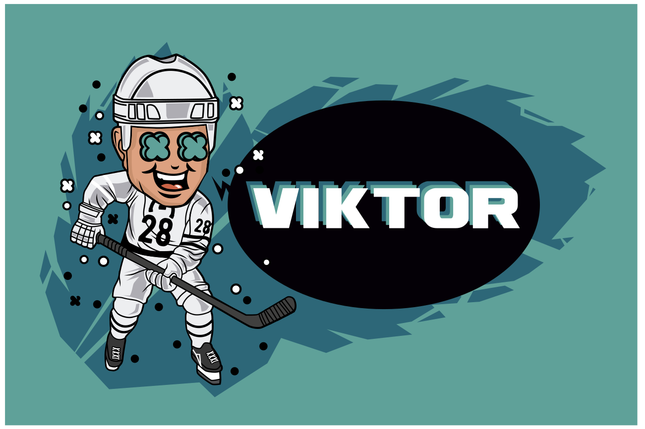 Individuais de mesa infantis jogador de hockey cartoon - TenStickers