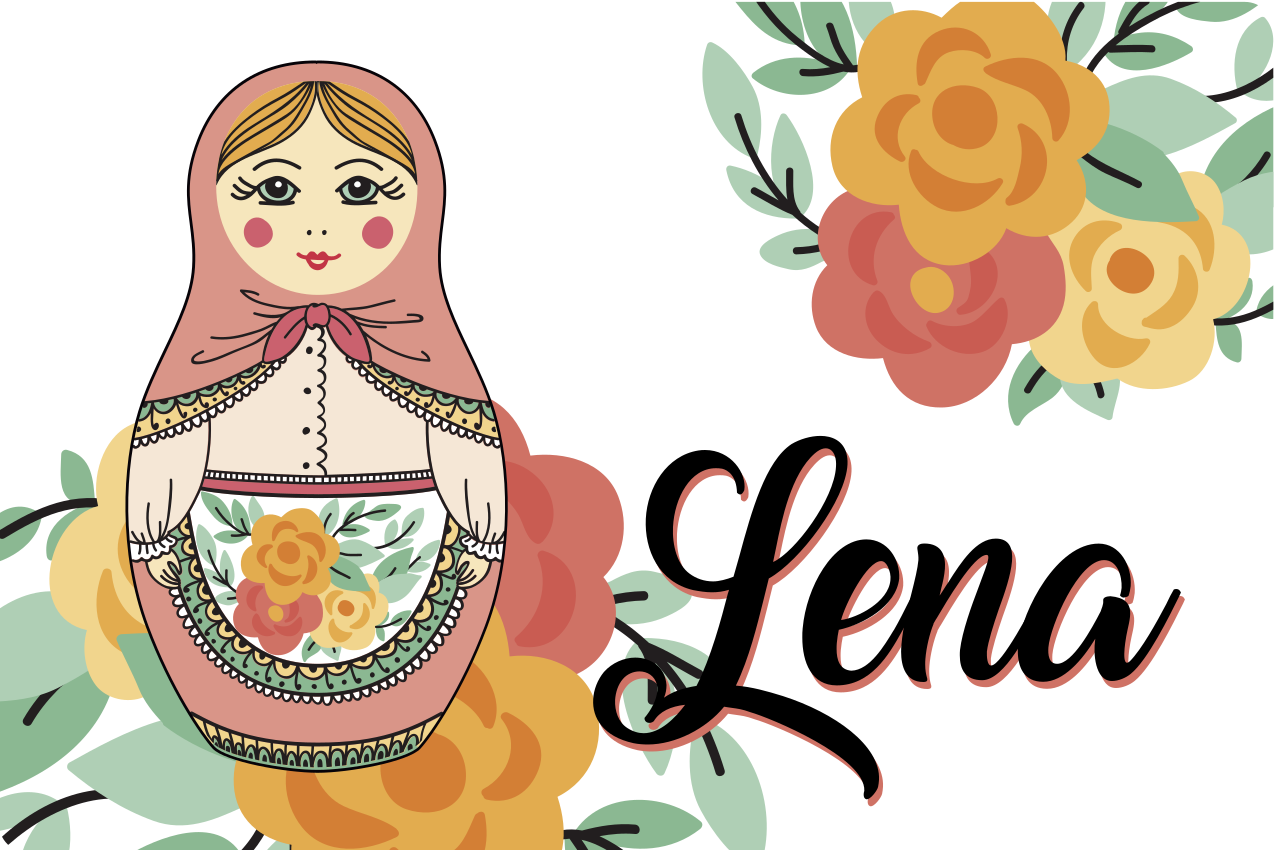 Individuais de mesa com nome ilustração de matryoshka - TenStickers