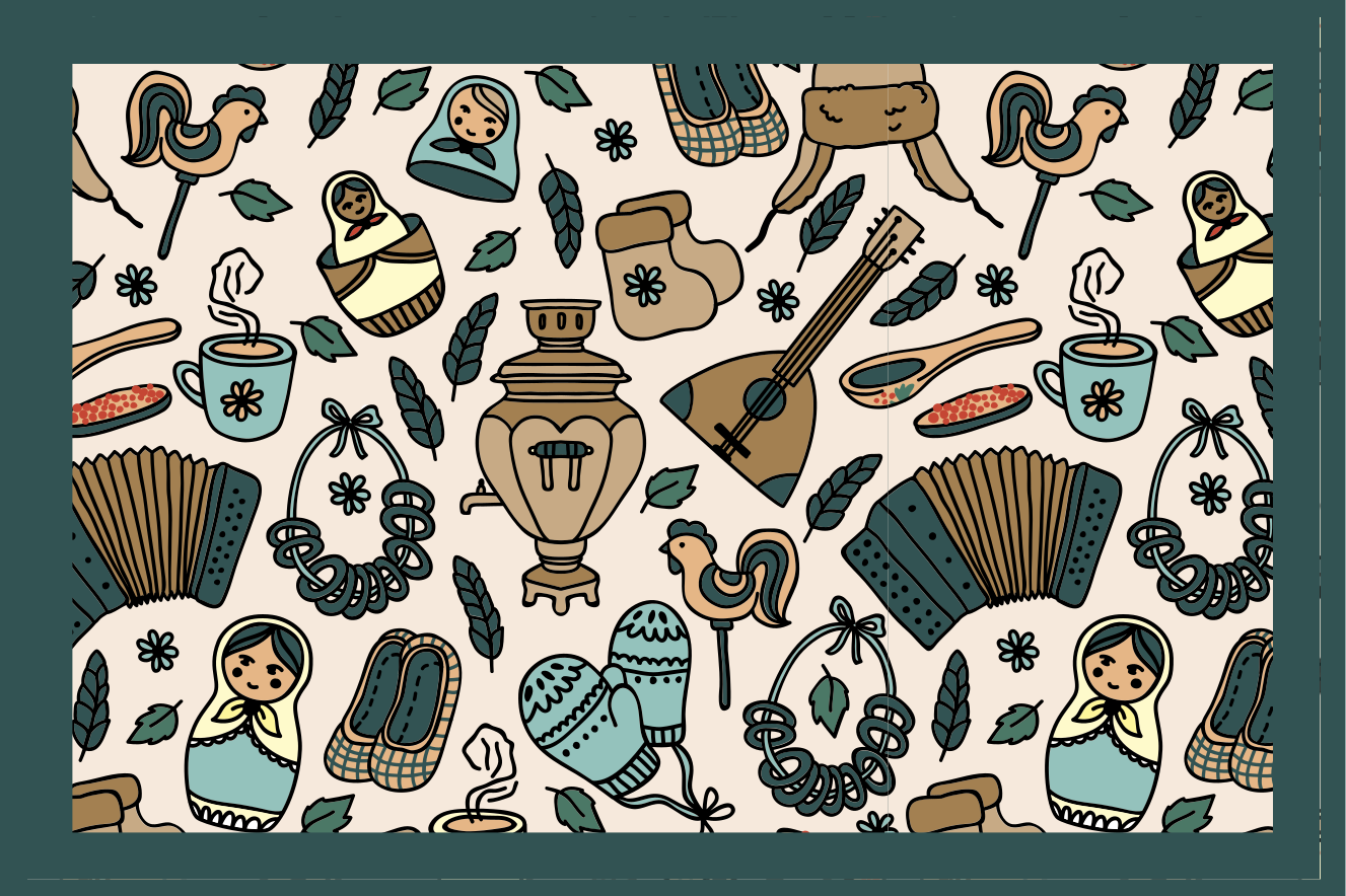 Individuais de mesa originais com padrão de ícones culturais - TenStickers