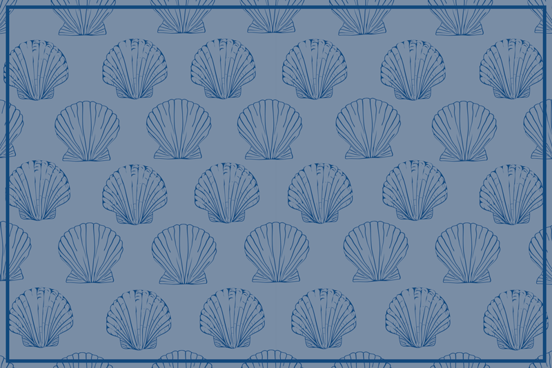 Individuais de mesa com conchas Tons de concha azul - TenStickers