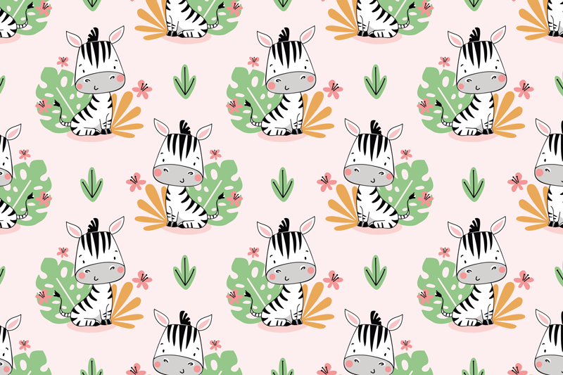 Individuais de mesa infantis com padrão de zebra fofo - TenStickers
