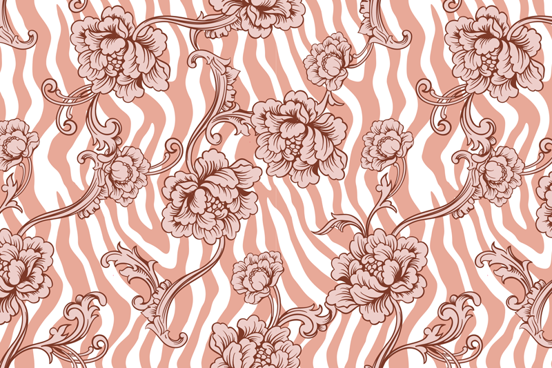 Individuais de mesa originais padrão zebra floral - TenStickers