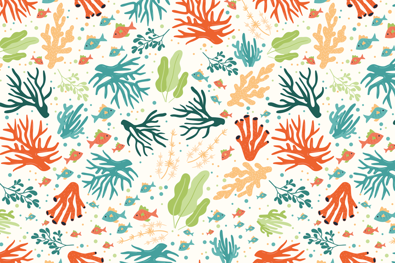 Individuais de mesa marítimos Coral colorido - TenStickers