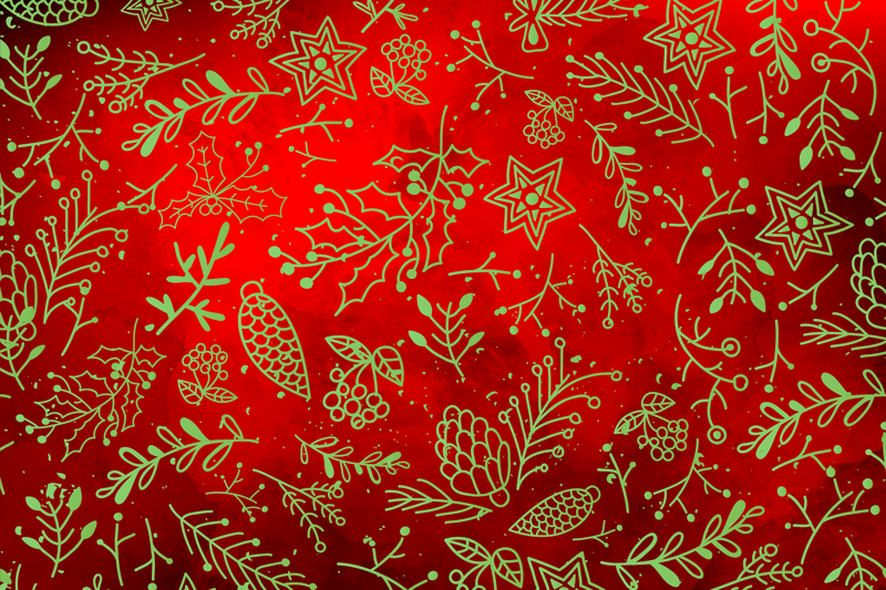 Individuais de mesa de natal floral vermelho festivo - TenStickers