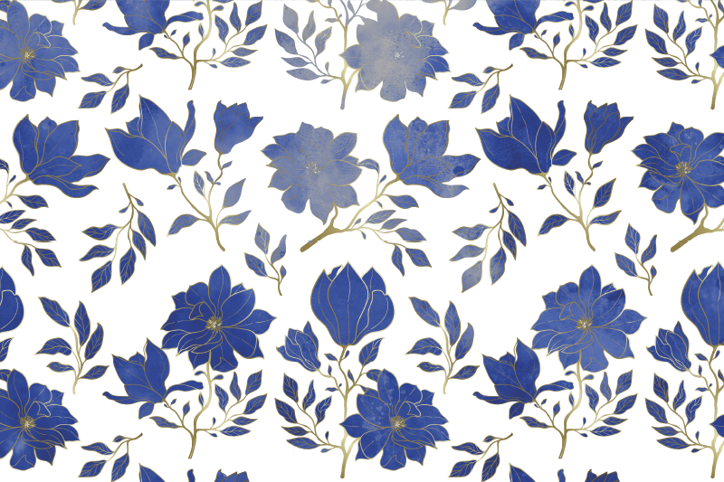 Individuais de mesa originais padrão floral azul - TenStickers