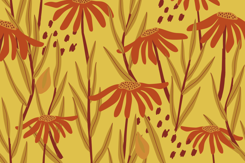 Individuais de mesa originais padrão floral amarelo - TenStickers