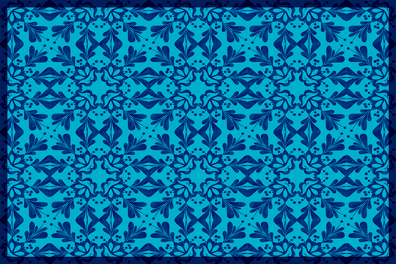 Individuais de mesa elegantes Mosaico azul com flores - TenStickers