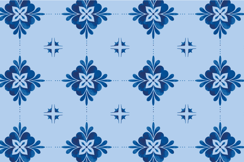 Individuais de mesa modernos Azulejos azuis girados - TenStickers