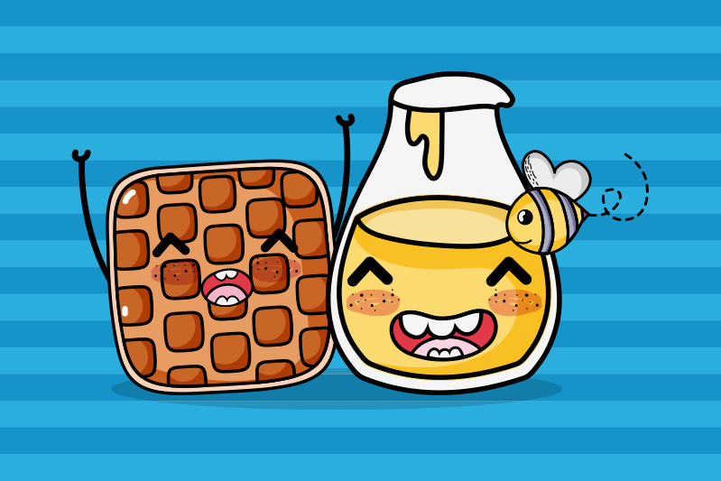 Individuais de mesa infantis waffle e mel fofinhos - TenStickers