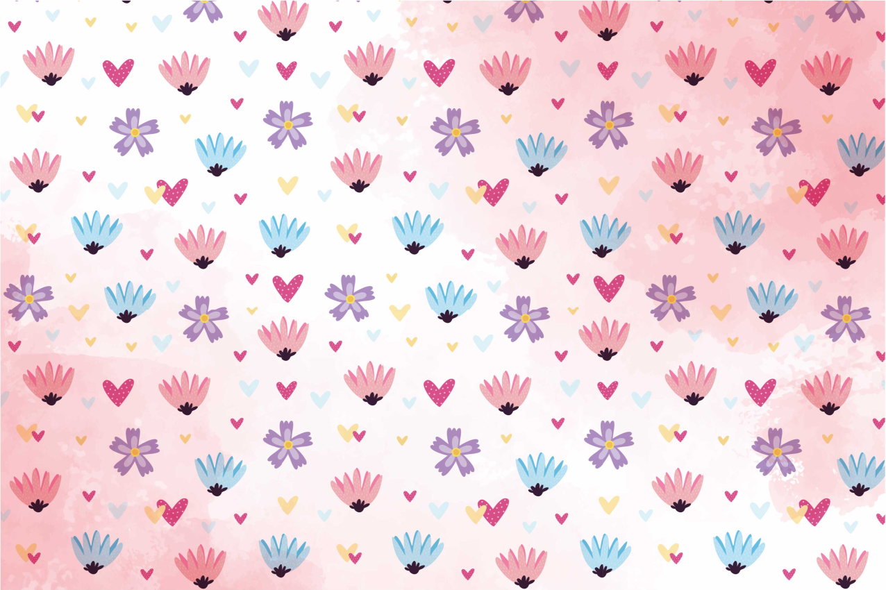 Individuais de mesa infantis com padrões de corações florais - TenStickers