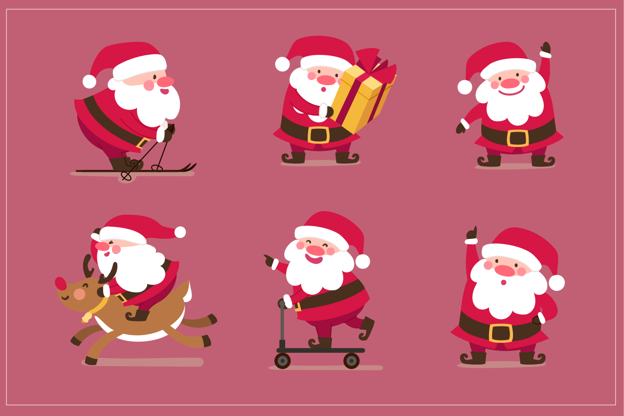 Individuais de mesa de Natal 6 santa cláusula fofa - TenStickers