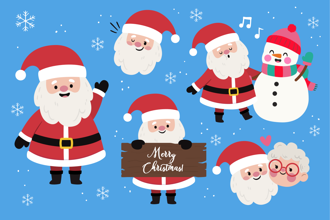 Individuais de mesa de Natal Personagem fofo do papai noel - TenStickers