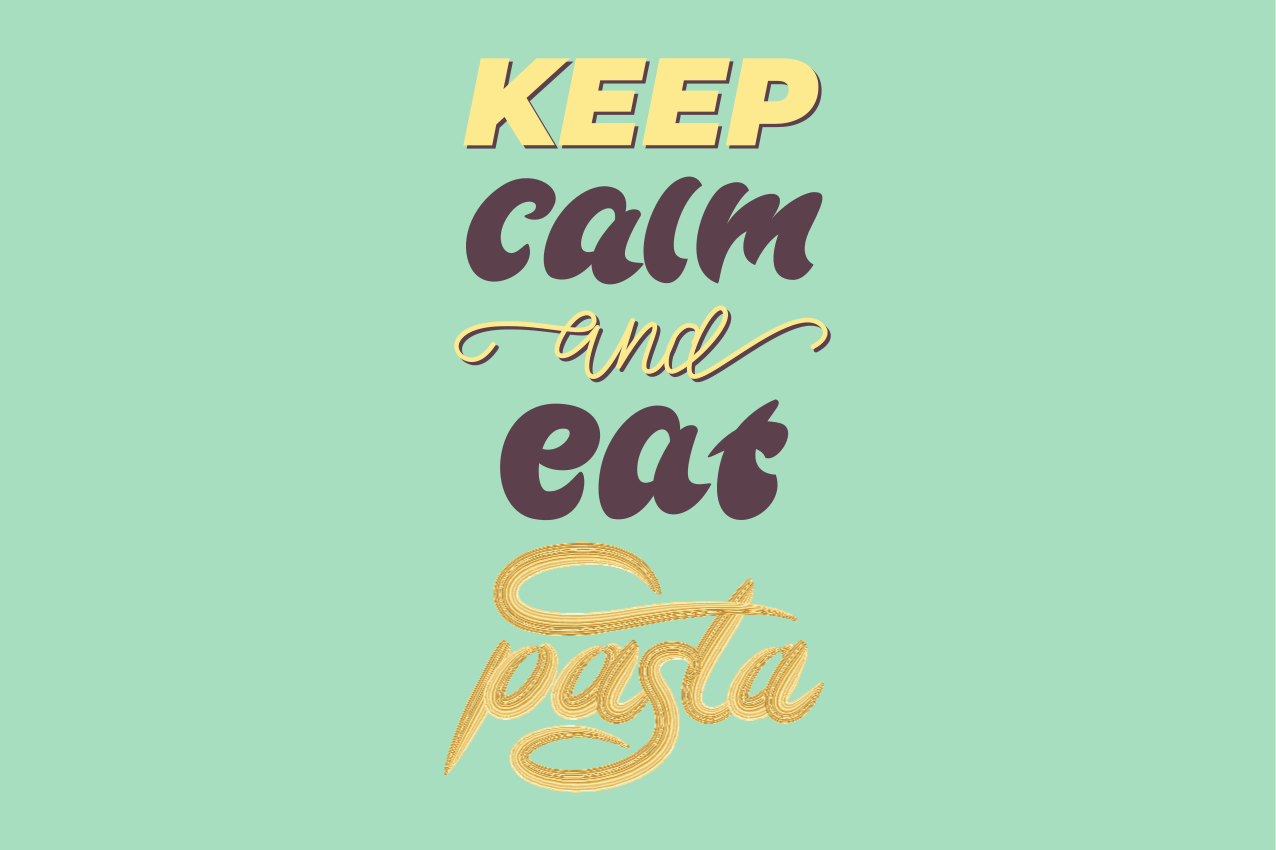 Individuais de mesa com texto mantenha a calma e coma pasta - TenStickers